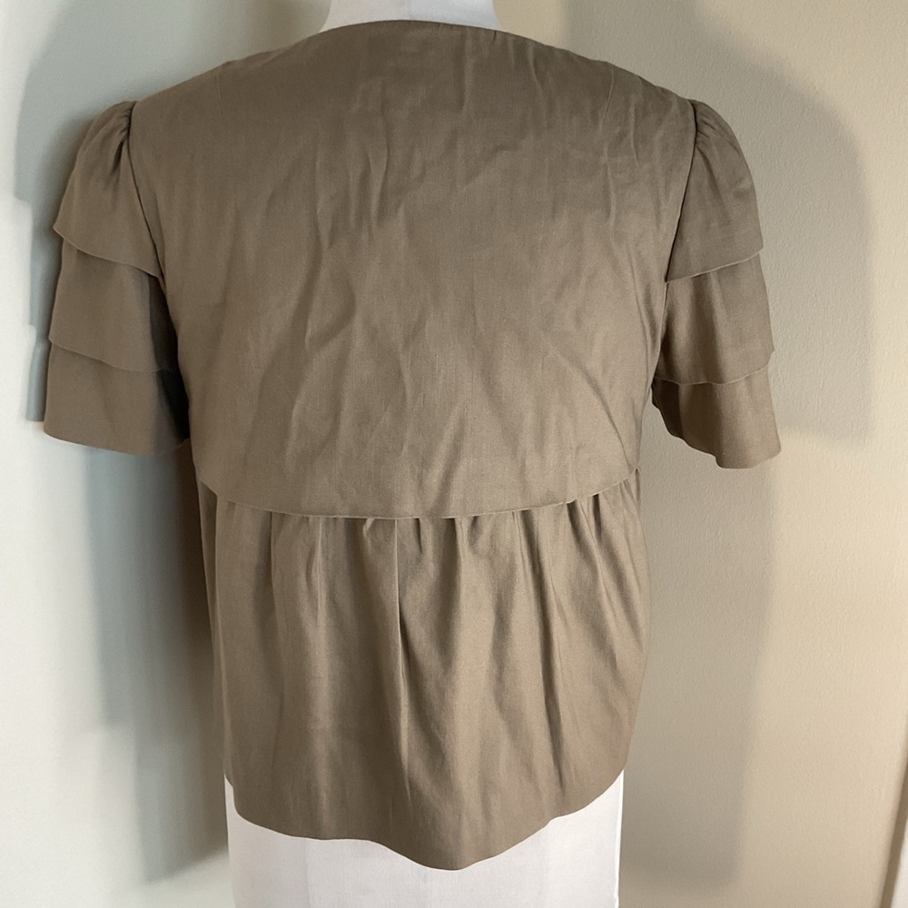 Banana Republic Tan Bolero Jacket Puff Sleeve Button Front Summer Layer - Picture 6 of 6